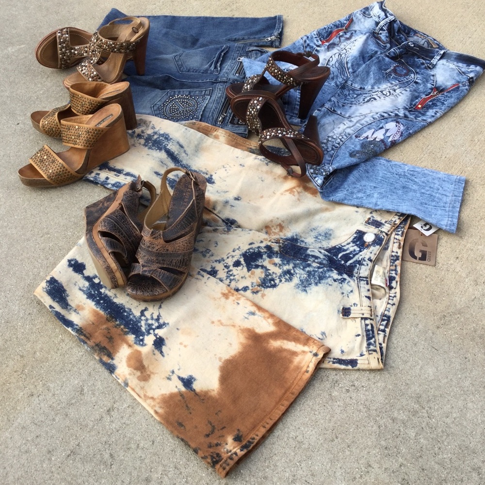 NWT 1 pair retro VTG Style RARE Retired BoHo hippie tie-dye flared L inseam sz30